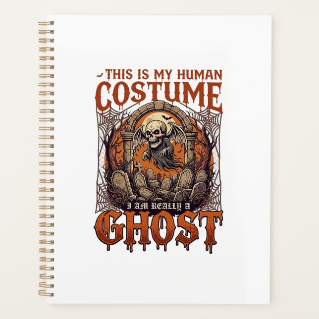 Human Costume Ghost Skeleton Graveyard Moon Hallow Planner (Front)