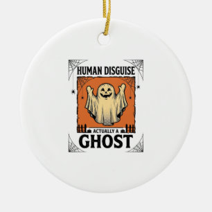 Human Costume Ghost Vintage Halloween Humor_1 Ceramic Ornament