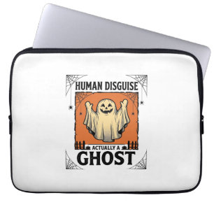 Human Costume Ghost Vintage Halloween Humor_1 Laptop Sleeve