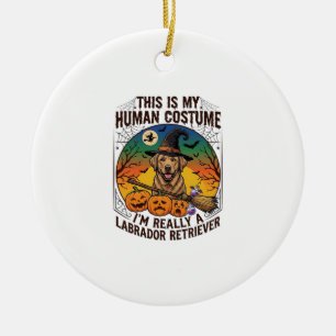 Human Costume Labrador Retriever Halloween Witch H Ceramic Ornament