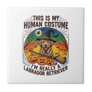 Human Costume Labrador Retriever Halloween Witch H Ceramic Tile