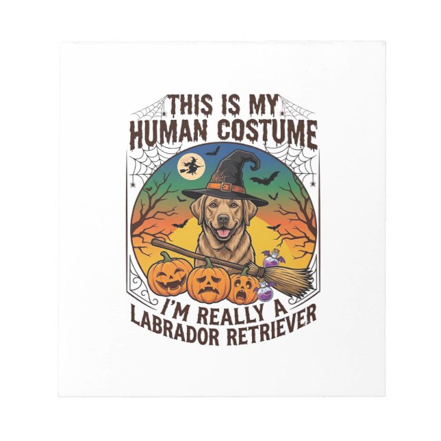 Human Costume Labrador Retriever Halloween Witch H Notepad (Front)