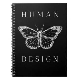 human design black with butterfly notebook