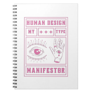 human design manifestor type pink notebook