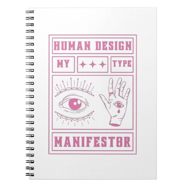 human design manifestor type pink notebook (Front)