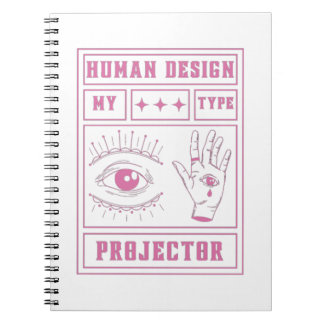 human design projector type pink notebook