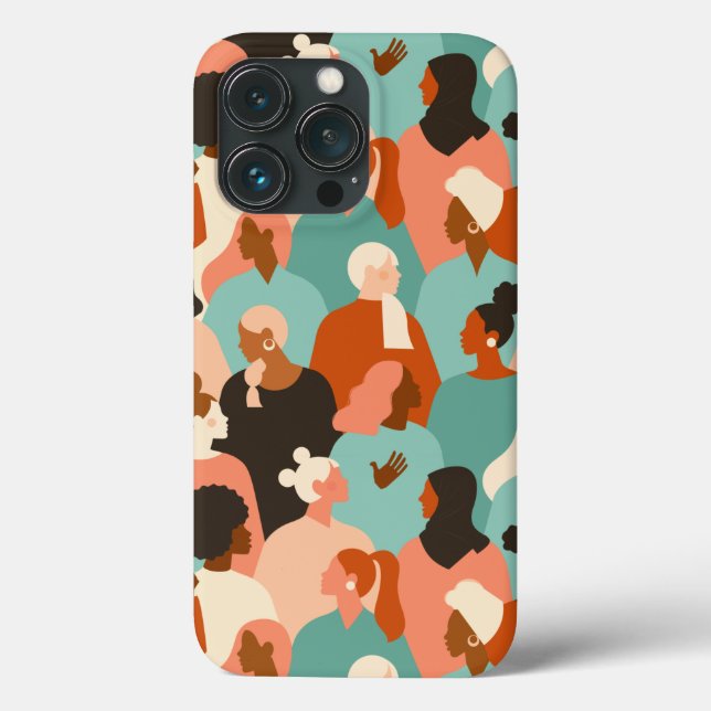 Human Diversity Retro Faces Pattern Case-Mate iPhone Case (Back)