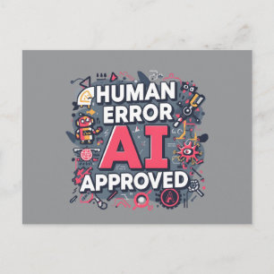 Human Error AI Approved Digital Art Postcard
