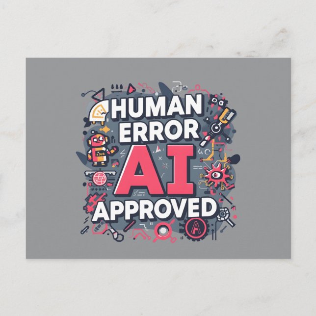 Human Error AI Approved Digital Art Postcard (Front)