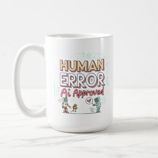 Human Error AI Approved Robot Art Coffee Mug (Left)
