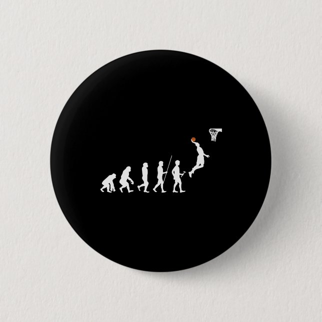 Human Evolution Basketball  6 Cm Round Badge (Front)