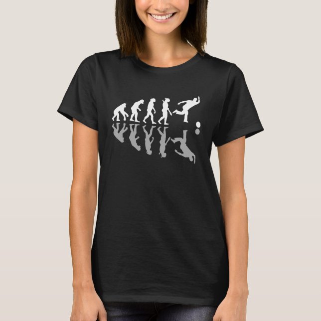 Human Evolution  Bowling Bowler Humour Pins Strike T-Shirt (Front)