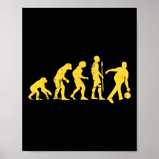 Human Evolution Bowling Funny Bowler Men Women Kid Poster (Front)