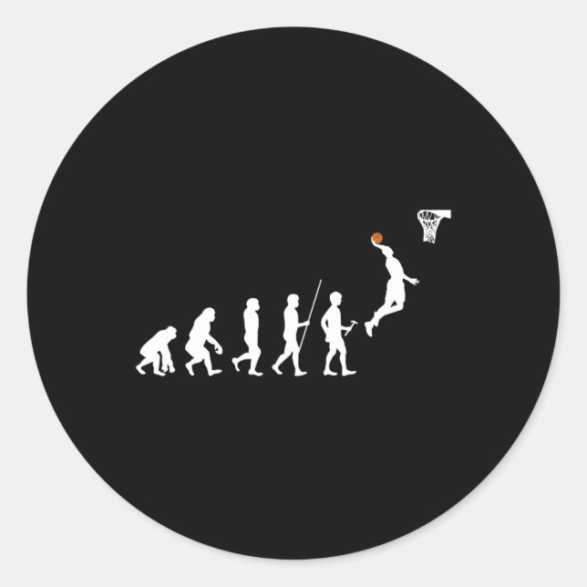 Human Evolution Bysketbyll  Classic Round Sticker (Front)