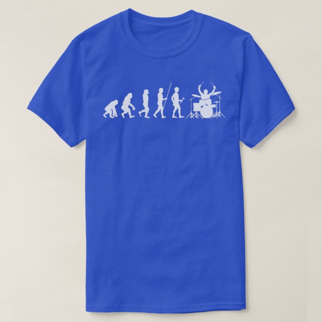 Human Evolution Drummer  T-Shirt (Design Front)