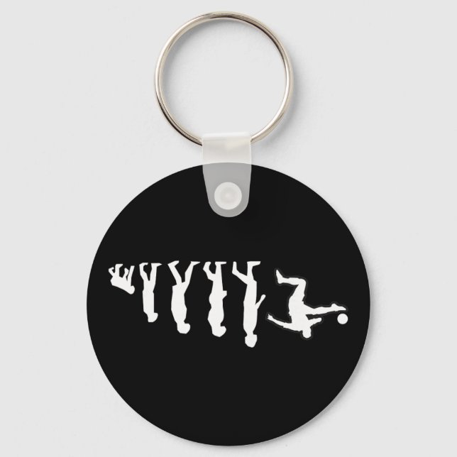 Human Evolution Ends With Soccer Player Kick Motio Key Ring (Front)