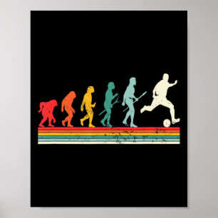 Human Evolution Football Soccer Sport Vintage Foo Poster