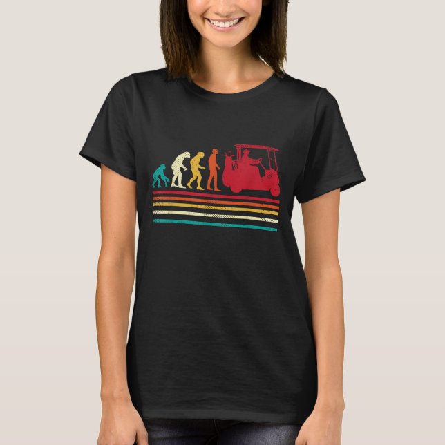 Human Evolution Golf Cart Funny Golfing Golfer Men T-Shirt (Front)