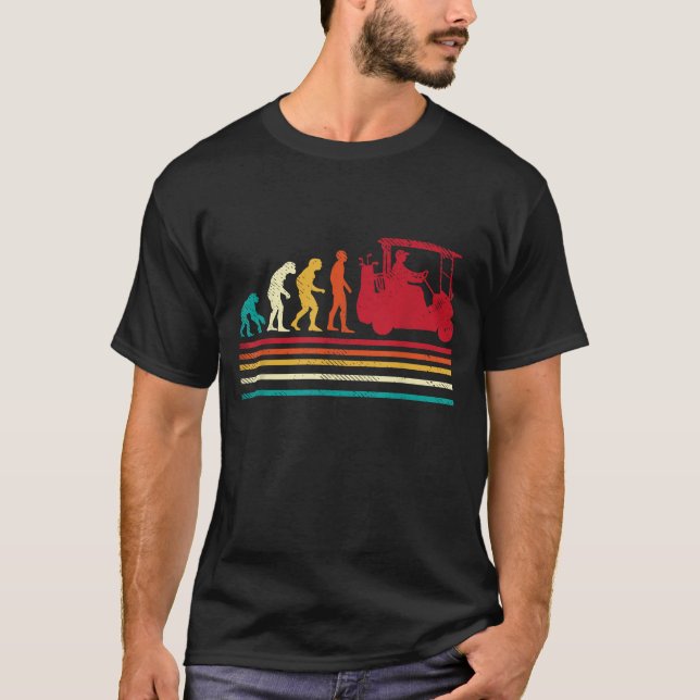 Human Evolution Golf Cart Funny Golfing Golfer Men T-Shirt (Front)