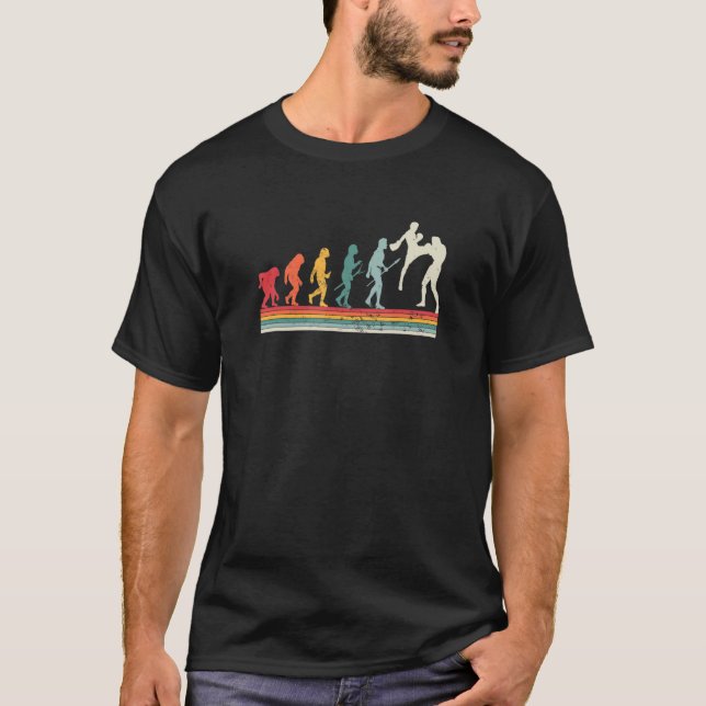 Human Evolution Kickboxing Boxing Vintage Kickboxe T-Shirt (Front)