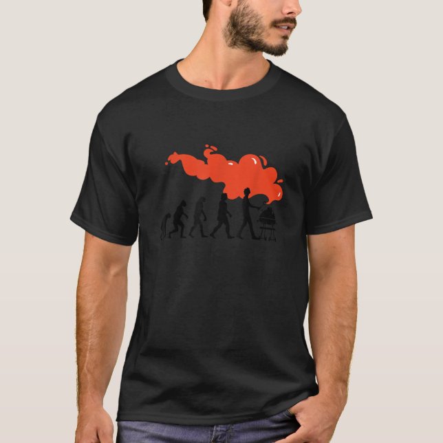 Human Evolution Pitmaster Funny BBQ Grilling Smoke T-Shirt (Front)