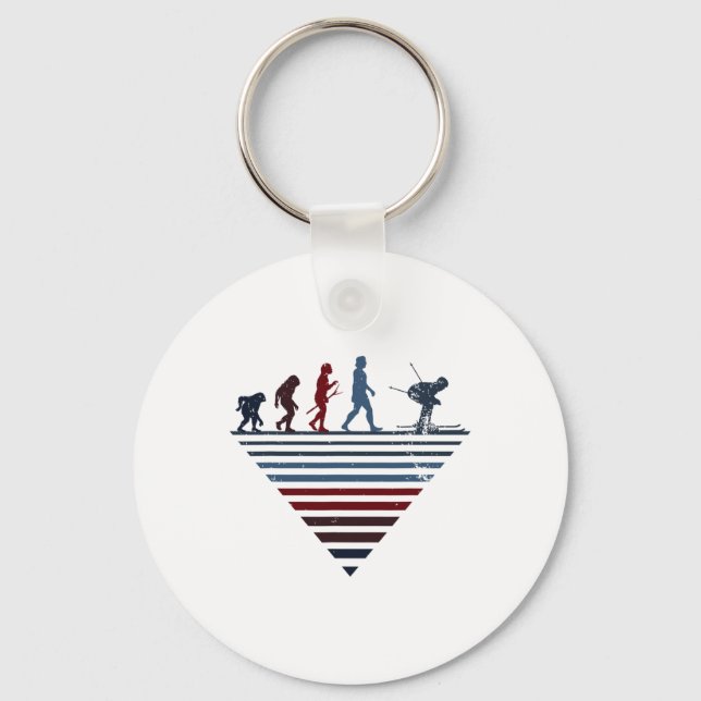 Human Evolution - Player Vintage Skiing  Key Ring (Front)