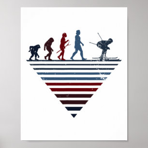 Human Evolution - Player Vintage Skiing Poster