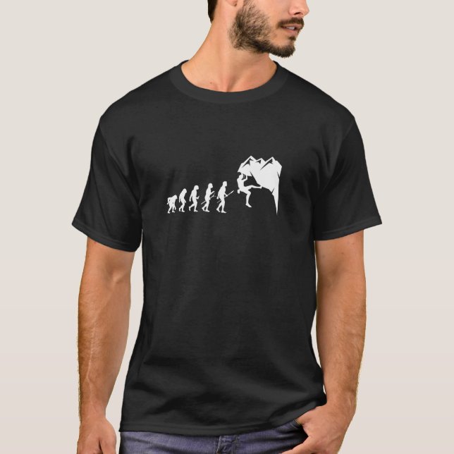 Human Evolution Rock Climbing Bouldering Mountain  T-Shirt (Front)