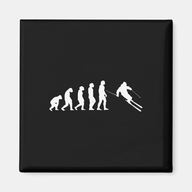 Human Evolution Skiing Snowboarding  Magnet (Front)