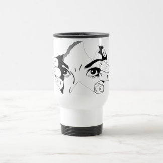 human eye and hand drawing  travel mug