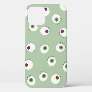 Human eyes Halloween seamless hand drawn cartoon s iPhone 12 Case