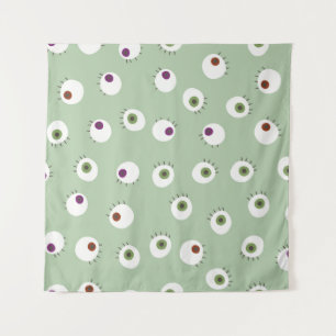 Human eyes Halloween seamless hand drawn cartoon s Tapestry