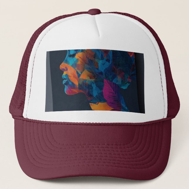 Human face design on  trucker hat (Front)