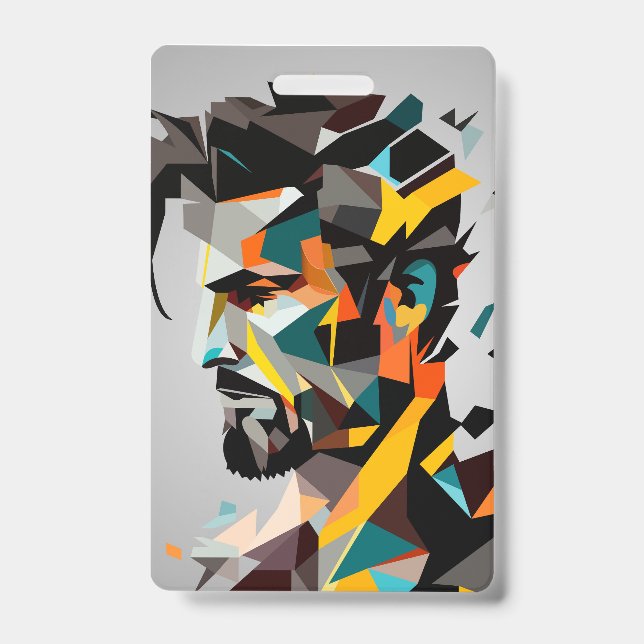 Human face in abstract style ID badge (Front)