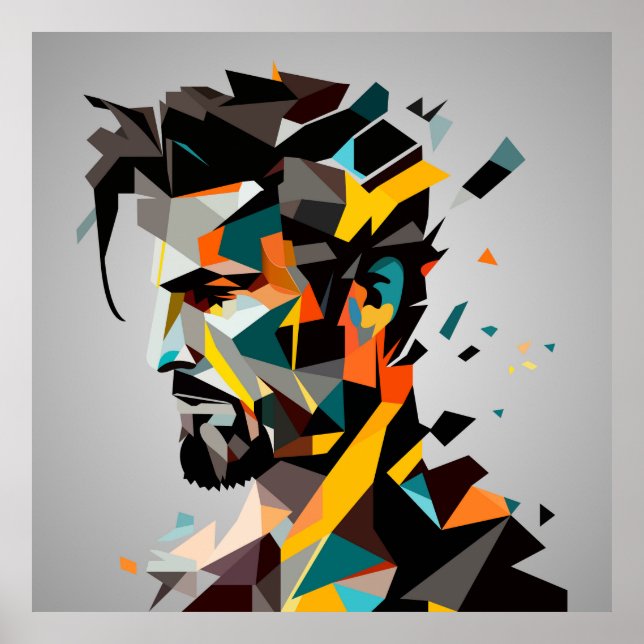 Human face in abstract style poster (Front)