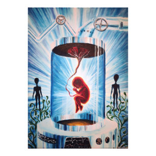 Human foetus raised by the aliens photo print