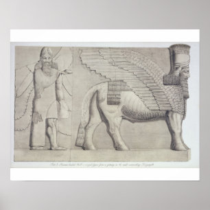 Human-headed Bull and winged figure from a gateway Poster
