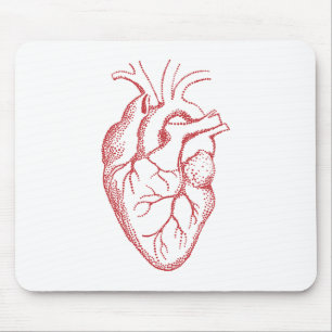 Human heart anatomy drawing mouse pad