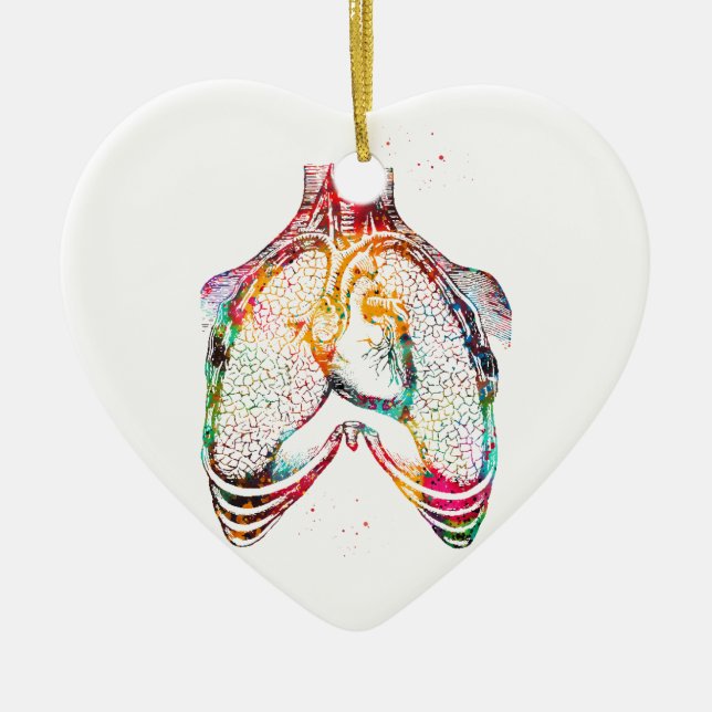 Human heart and lungs ceramic ornament (Front)