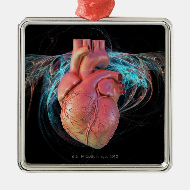 Human heart, computer artwork. metal ornament (Front)