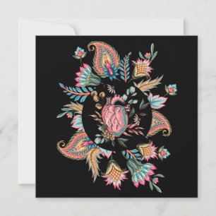 HUMAN HEART FLORAL DESIGN HOLIDAY CARD