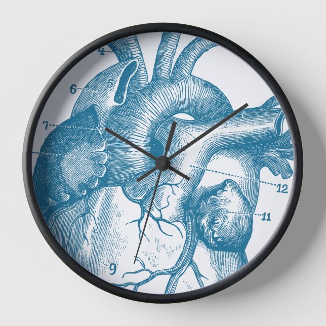 Human heart vintage anatomy clock (Front)