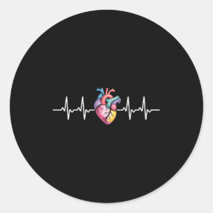 Human Heartbeat Ecg Cardiology Anatomical Medical Classic Round Sticker