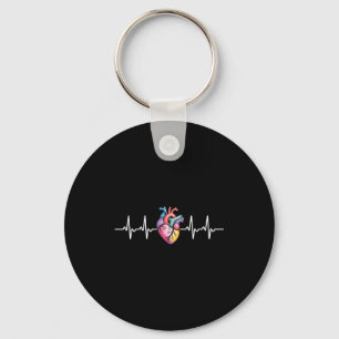 Human Heartbeat Ecg Cardiology Anatomical Medical Key Ring