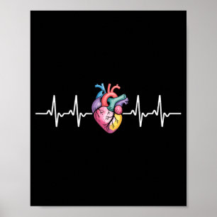 Human Heartbeat Ecg Cardiology Anatomical Medical  Poster