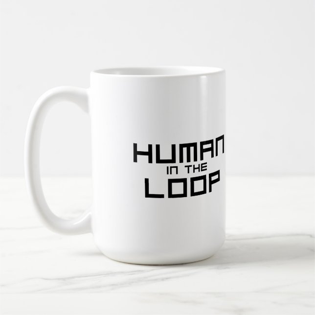Human in the Loop Minimalist Large Coffee Mug (Left)
