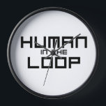 Human in the Loop Minimalist Technical Wall Clock<br><div class="desc">Monitor the timeline of your career. This modern wall clock features sharp blocky numerals and a central message reminding you that time is your most valuable asset.</div>