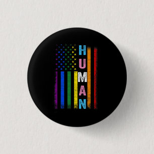 Human LGBT American Flag LGBTQ Rainbow Pride Month 3 Cm Round Badge