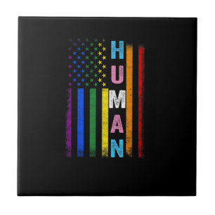 Human LGBT American Flag LGBTQ Rainbow Pride Month Ceramic Tile