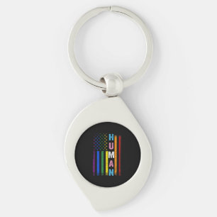 Human LGBT American Flag LGBTQ Rainbow Pride Month Key Ring